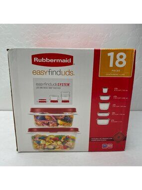 Rubbermaid 18 Piece Food Storage Container Set Vented Lids BPA Free 0.5 To 5 Cup